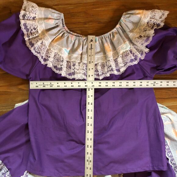 Vintage Pitchfork Square Dance Outfit Purple Ruffle Full Circle Rockabilly - Picture 8 of 10